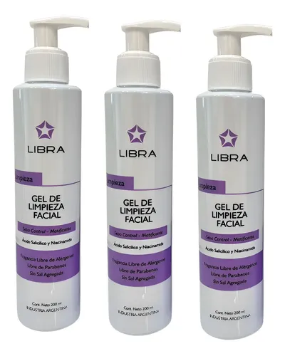 Gel Limpieza Facial Libra Sebo Control Piel Grasa 200ml X3