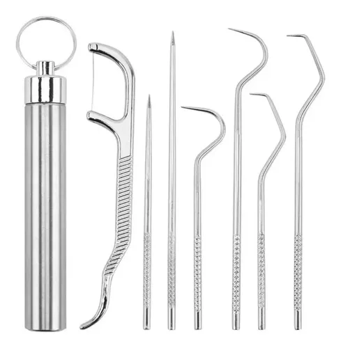 Set X7 Escarbadientes Acero Inoxidable Plateado