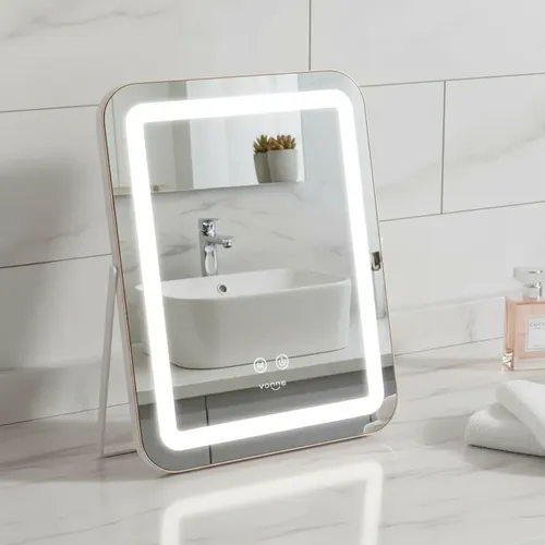 Espejo Tocador Led Rectangular Maquillaje Metalico Vonne