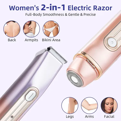 Depiladora Para Mujer Electrica Doble Cabeza 2 En1 Rosa