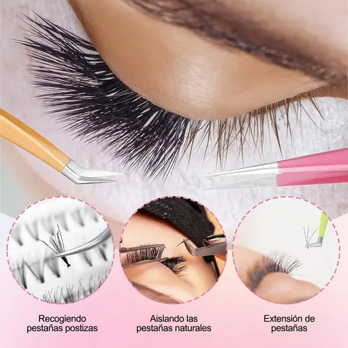 Set 7 Pinzas Profesionales Acero Inoxidable Cejas Y