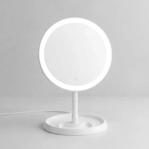 Espejo De Maquillaje Redondo Portátil Con Luz Led Carga Usb