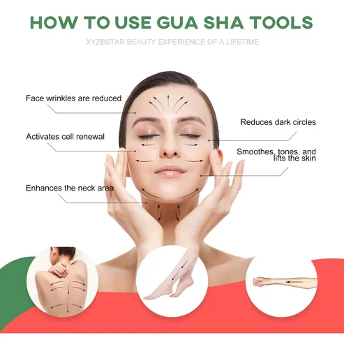 Set 3 Gua Sha Facial Cuarzo Piedra Masajeador Corporal