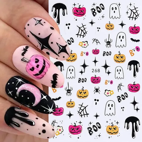 6 Uds Pegatinas De Uñas De Halloween Arte De Uñas Calavera