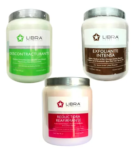 Kit Libra Crema Reductora+ Exfoliante+ Descontracturante 1kg