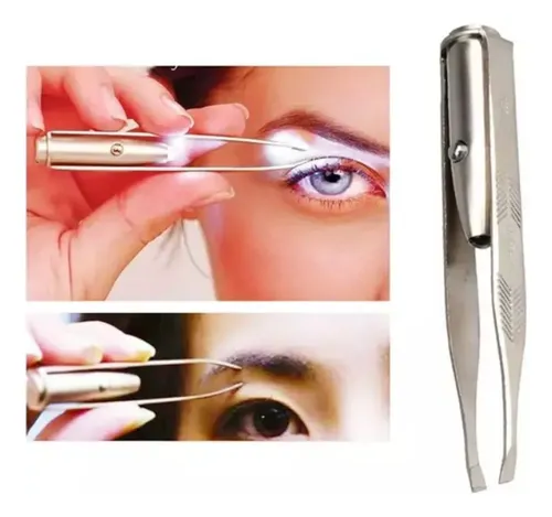 Pinzas De Cejas De Acero Inoxidable Con Luz Led Portátil