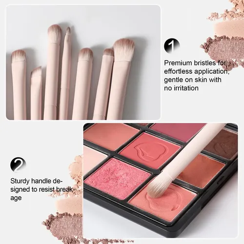 Set 8 Brochas Para Maquillaje De Ojos Acmebeauty Rosa