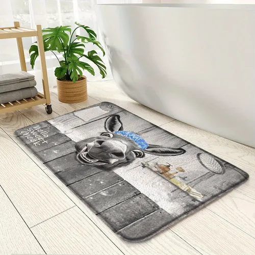 Alfombra De Baño Diseño Burrito Gorro Ducha Suave Franela