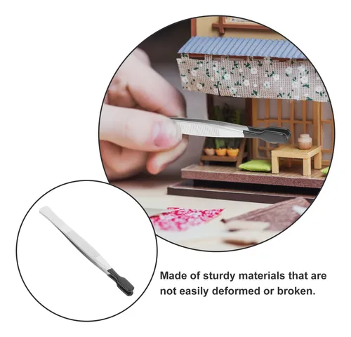 Flat Tip Stainless Steel Tweezers For Aquarium Silver