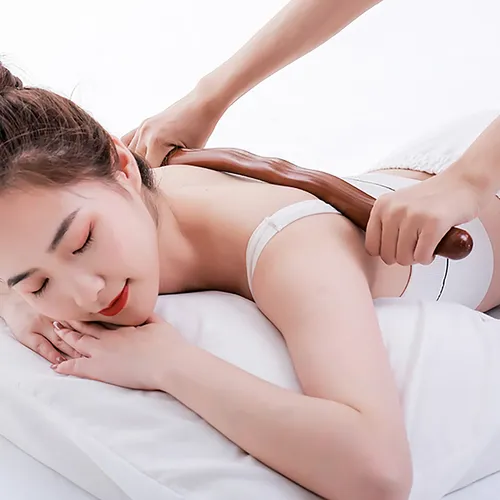 Palo Gua Sha De Madera, Doble Hilera, 20 Cuentas, Con Punta