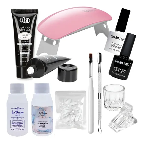 Kit Polygel 30ml Cabina Pincel Removedor Molde Top Base Coat