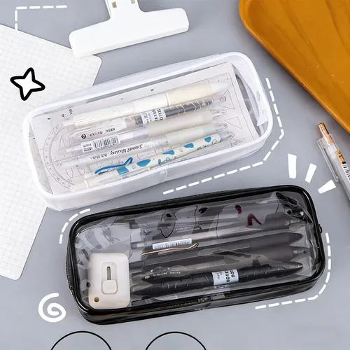 2pcs Neceser Transparente Cremallera Maquillaje Viaje