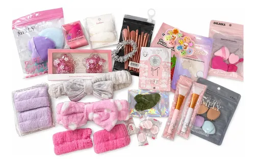 Kit De Skincare Completo Con Vinchas, Brochas Y Esponjas