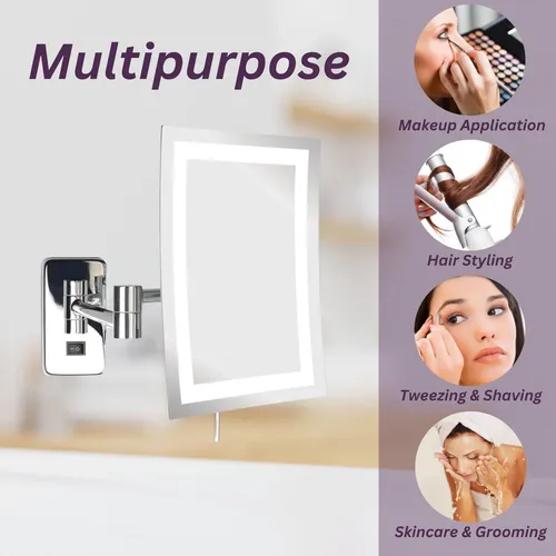 Espejo De Maquillaje Rectangular De Pared Jerdon Con Aumento