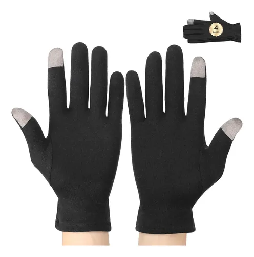 Guantes De Algodón Negros Hidratantes Para Manos Secas X4