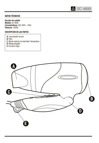 Secador De Pelo Ultracomb Sc-4609 1200w Plegable