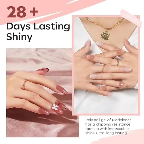 Modelones Poly Nail Gel Set 6 Colores Nude Rosado Marrón