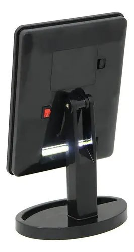 Espejo De Maquillaje Con Luz Led A Pila Negro 14x18cm Vgo