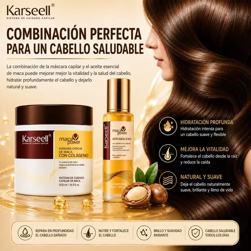 Kit Crema Karseell Maca Power Mascarilla Y Aceite Para Pelo