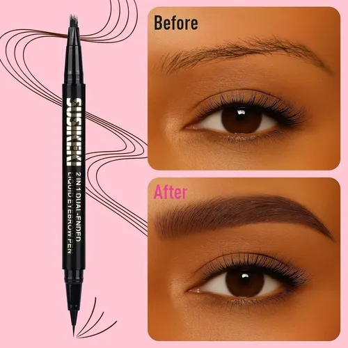 Lápiz Delineador Cejas Susikeki Doble Punta Negro Marrón
