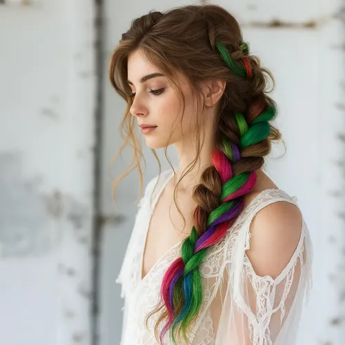 120pcs Extensiones Cabello Sinteticas Cortinas Fantasía