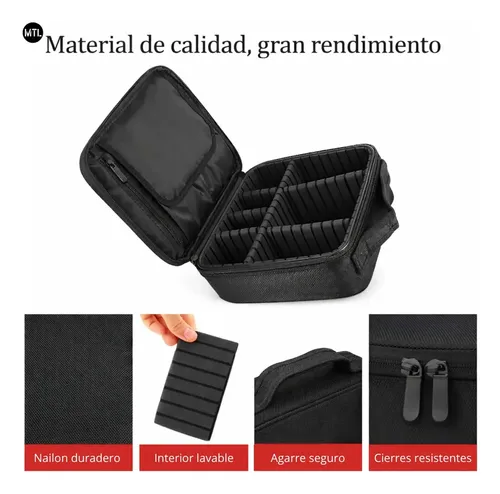 Organizador Maquillaje Mtl Neceser Profesional Compartimentos Ajustables Divisores Rigidos Material Oxford Resistente Portatil Cosméticos Brochas Cremas Perfumes Accesorios Viaje Tocador