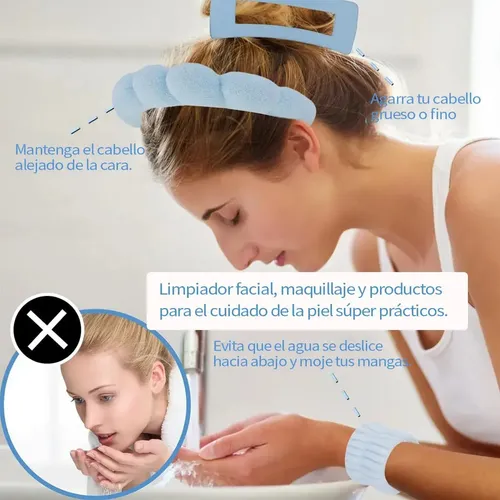 6 Pcs Diademas De Pelo Y Muñequeras Horquilla Maquillaje