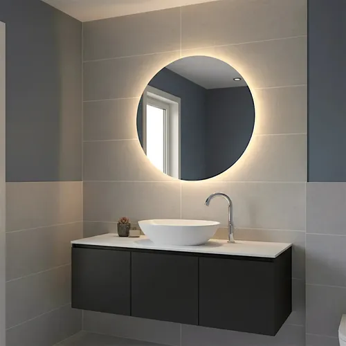 Espejo Redondo 70cm Luz Led Con Borde Pulido Brillante 4mm Pulido Brillante