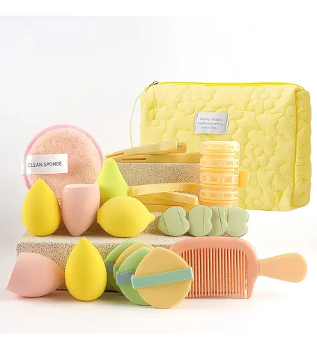.w. Kit 24 Piezas Maquillaje Amarillo Lindo Con Estuche H.