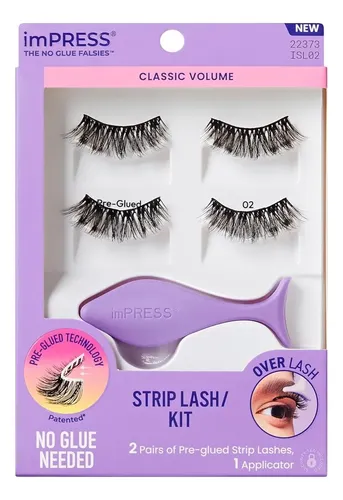 Pestañas Postizas Con Tira Prepegada Kiss Impress 2 Pares