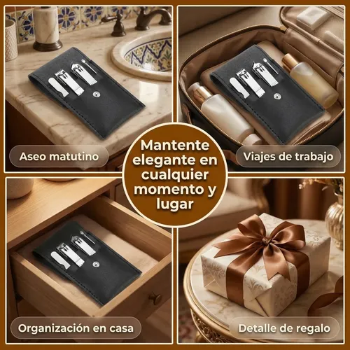 Kit De Manicura 4 En 1 Acero Al Carbono Estuche Portatil U
