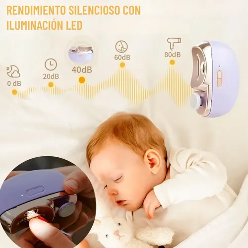 Cortaúñas Eléctrico Usb 3 En 1 Con Pulidor E Iluminacion