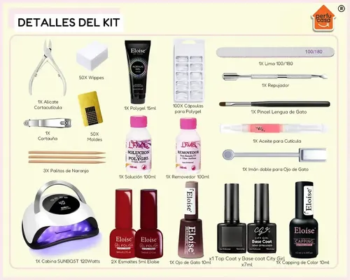 Kit Uñas Semipemanente Esmaltado Uv Completo Cat Eye Polygel