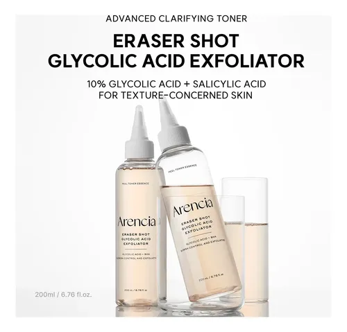 Arencia Eraser Shot Tónico Exfoliante Ácido Glicólico 200ml