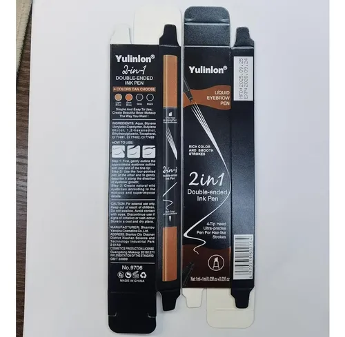 Lápiz De Cejas Líquido 2-en-1 Yulinlon Marrón Oscuro
