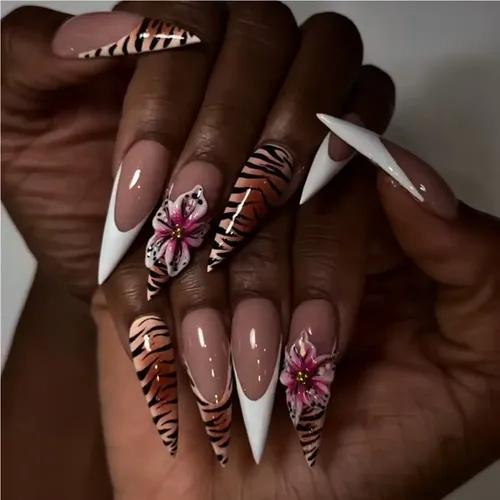 Uñas Con Estampado De Leopardo Francés Otoño-invierno