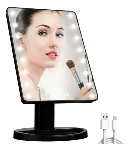 Espejo De Tocador Iluminado Kookin Con 16 Luces Led Negro