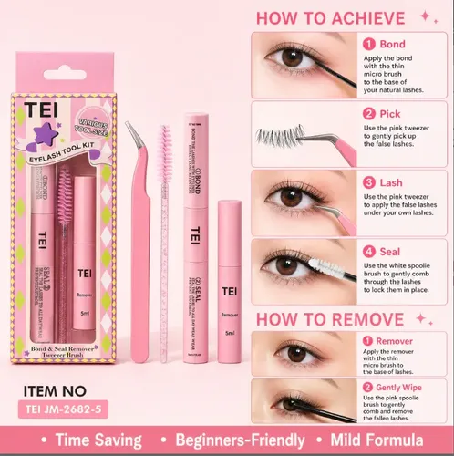 Kit Extensiones De Pestañas Tei Pegamento Sellador Removedor