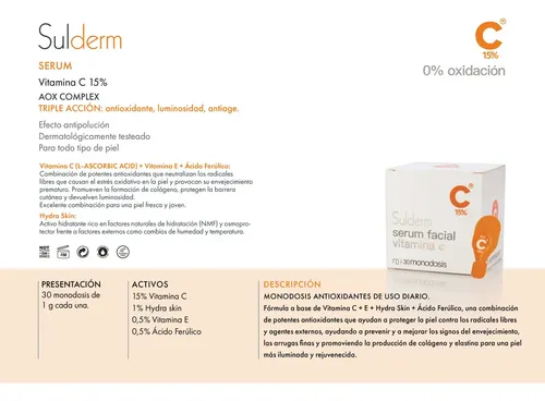 Sérum Vitamina C 15% Antioxidante Monodosis Sulderm 30 Unidades