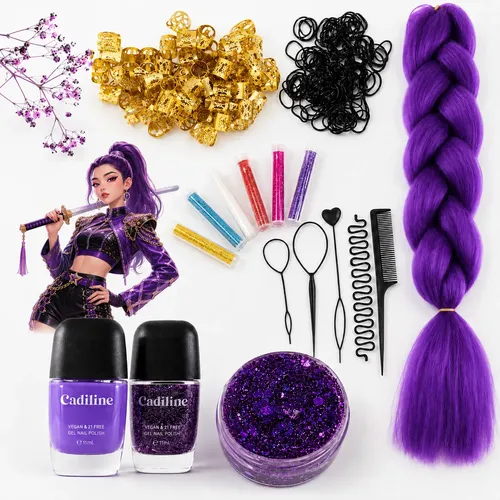 Kit Trenza Kanekalon A35 Violeta Kpop Peinado Guerreras Lfme