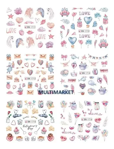 Stickers Al Agua Uñas – Water Decals  – Plancha Grande