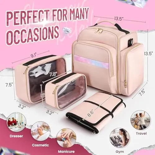 Neceser Viaje Con 4 Cajas Extraíbles Y Organizador Joyas.