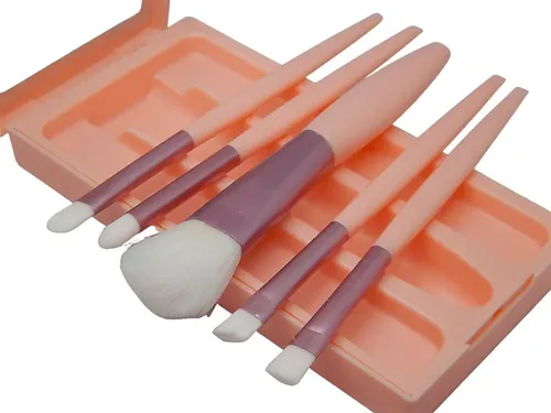 Set 8 Piezas Mini Pinceles Brochas Maquillaje Rosa Beauty Chick