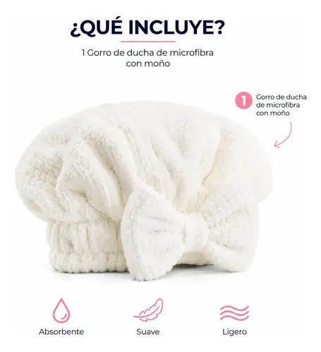 Gorro Pelo Baño Microfibra Secado Moño Blanco