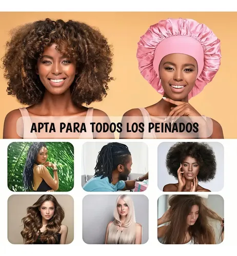 6pzs Curly Ondas En Cabello Rizos Sin Calor Tubo+gorro Satin