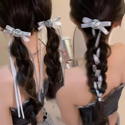 4 Pinzas Para El Pelo Largo Con Lazo De Encaje, Cinta, &uf