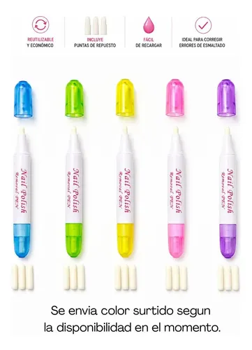Corrector De Esmalte Reutilizable Recargable Lápiz 4 Puntas