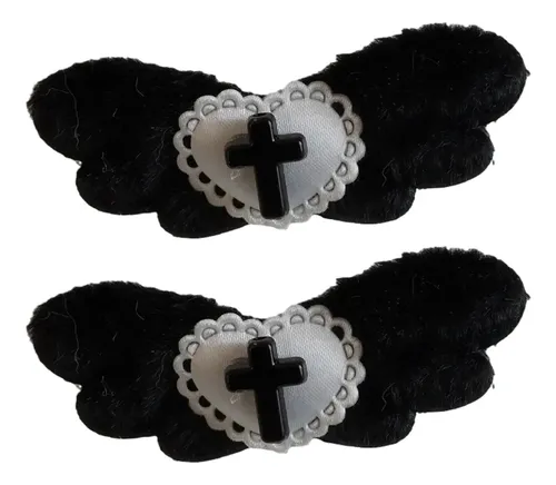 Pinza Para El Pelo Y2k Con Forma De Ala De Ángel Aesthetics  Black-2p