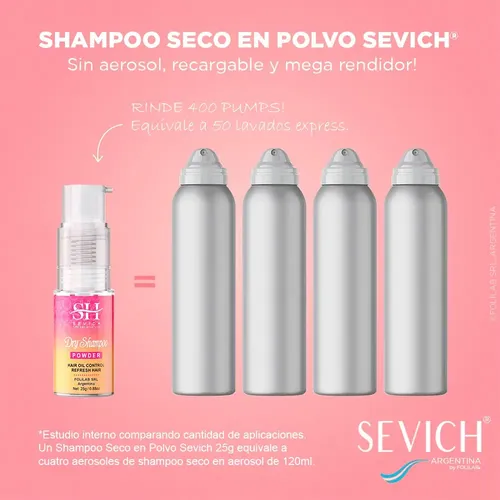 Shampoo Seco En Polvo Sevich 25g Seborregulador Recargable