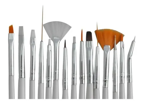 Kit De 15 Pinceles Para Decoración Uñas Profesional Meline